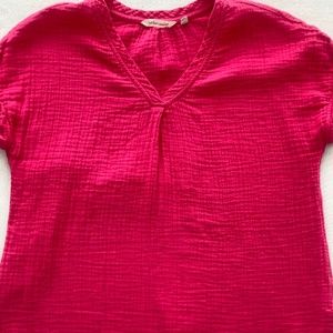 Soft Surroundings Women's Hot Pink Gauze Top Size Petite S